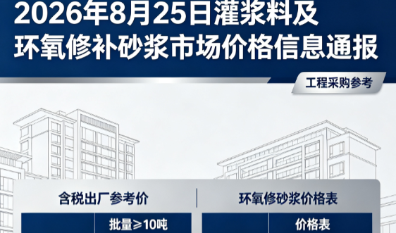 进贤2026年8月25日灌浆料及环氧修补砂浆市场价格信息通报